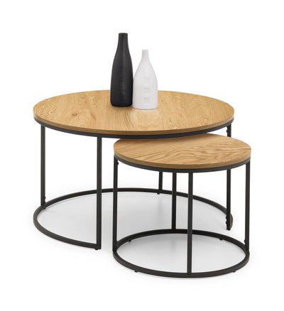 Bellini Round Nesting Coffee Table - Oak – Julian Bowen, view 2