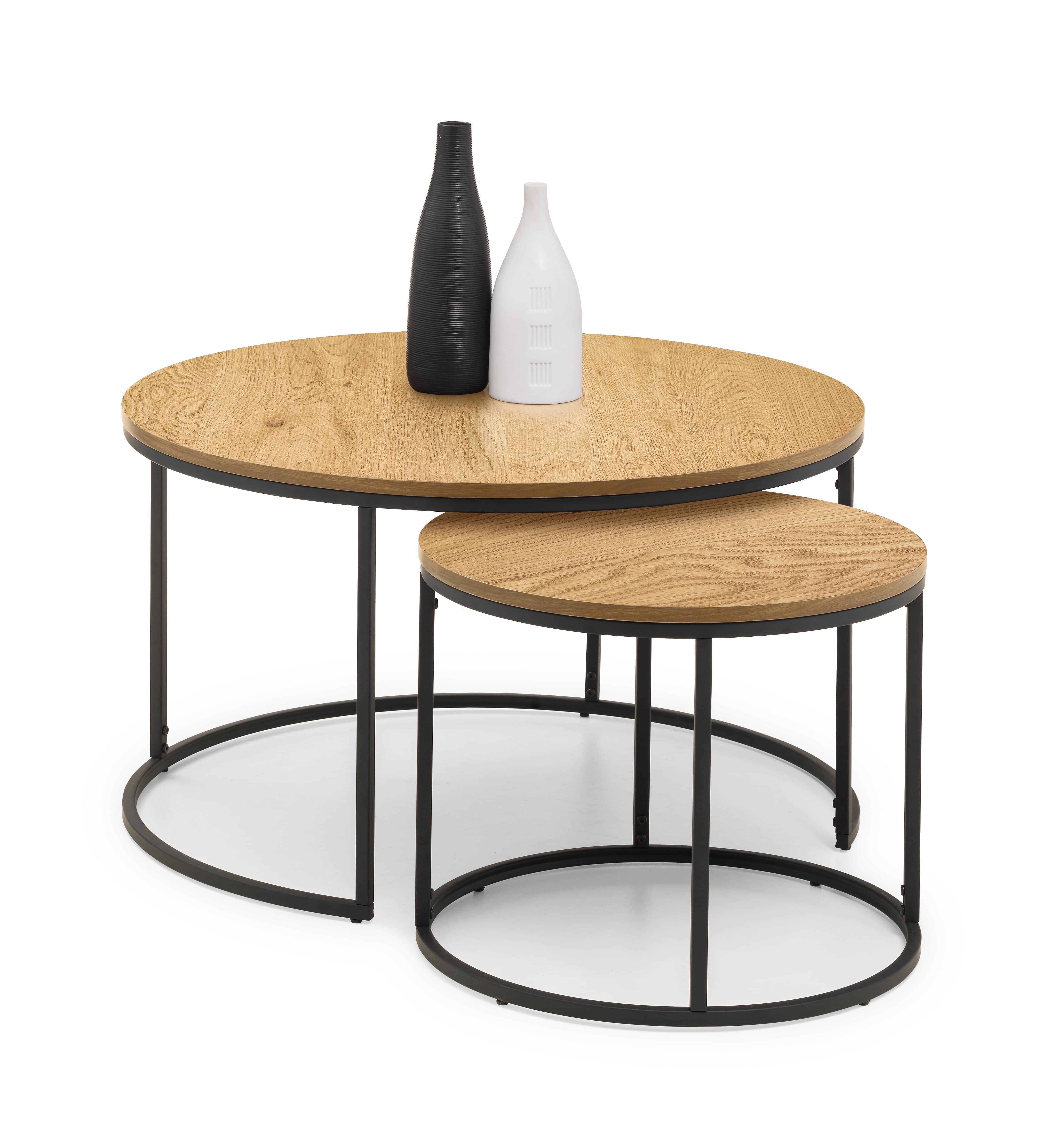 Bellini Round Nesting Coffee Table - Oak – Julian Bowen, view 2