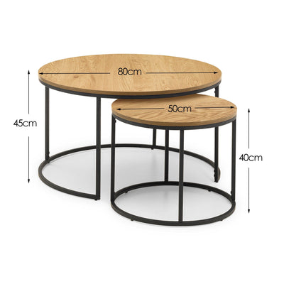 Bellini Round Nesting Coffee Table - Oak – Julian Bowen, view 3