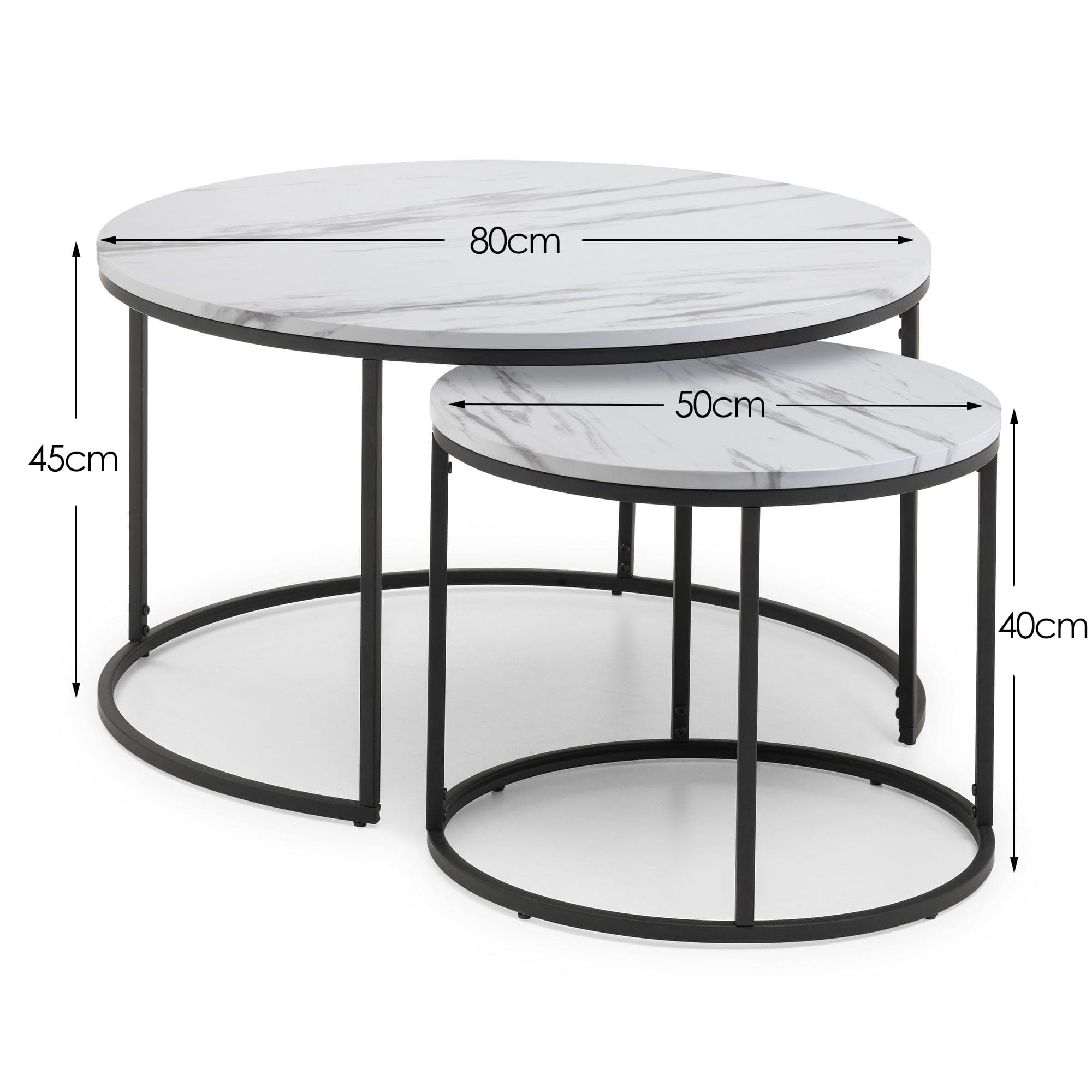 Bellini Round Nesting Coffee Table - White Marble – Julian Bowen, view 2