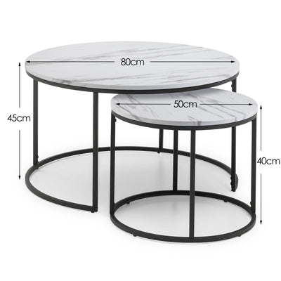 Bellini Round Nesting Coffee Table - White Marble – Julian Bowen, view 2