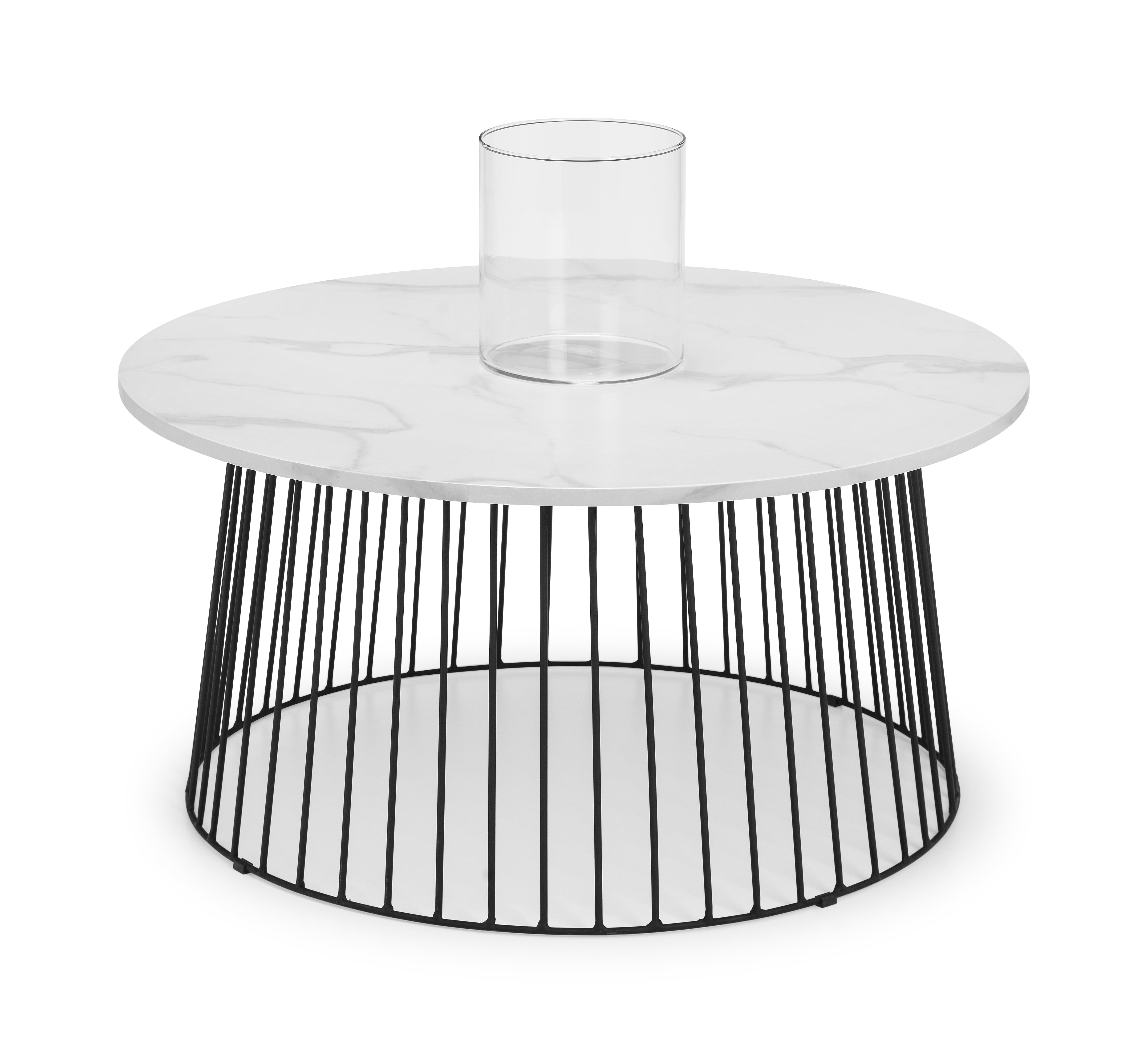 Broadway Round Coffee Table - White Marble – Julian Bowen, view 2