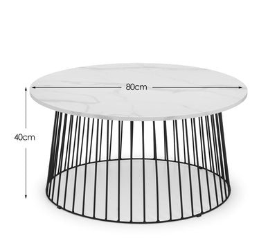 Broadway Round Coffee Table - White Marble – Julian Bowen, view 3