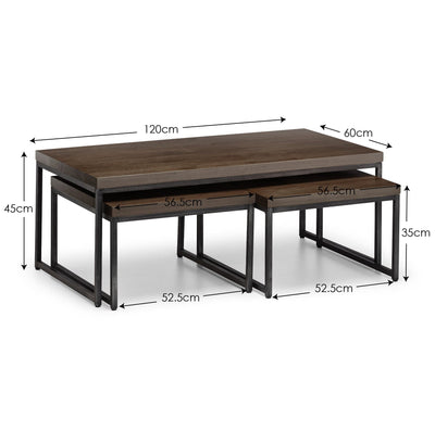 Brooklyn Nesting Coffee Tables - Dark Oak – Julian Bowen, view 7