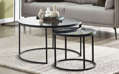 Chicago Round Nesting Coffee Tables Smoked Glass – Julian Bowen, view 2
