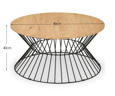 Jersey Round Wire Coffee Table - Euro Oak – Julian Bowen, view 3