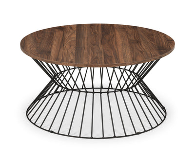 Jersey Round Wire Coffee Table - Walnut – Julian Bowen