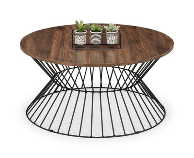 Jersey Round Wire Coffee Table - Walnut – Julian Bowen, view 3