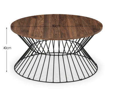 Jersey Round Wire Coffee Table - Walnut – Julian Bowen, view 4