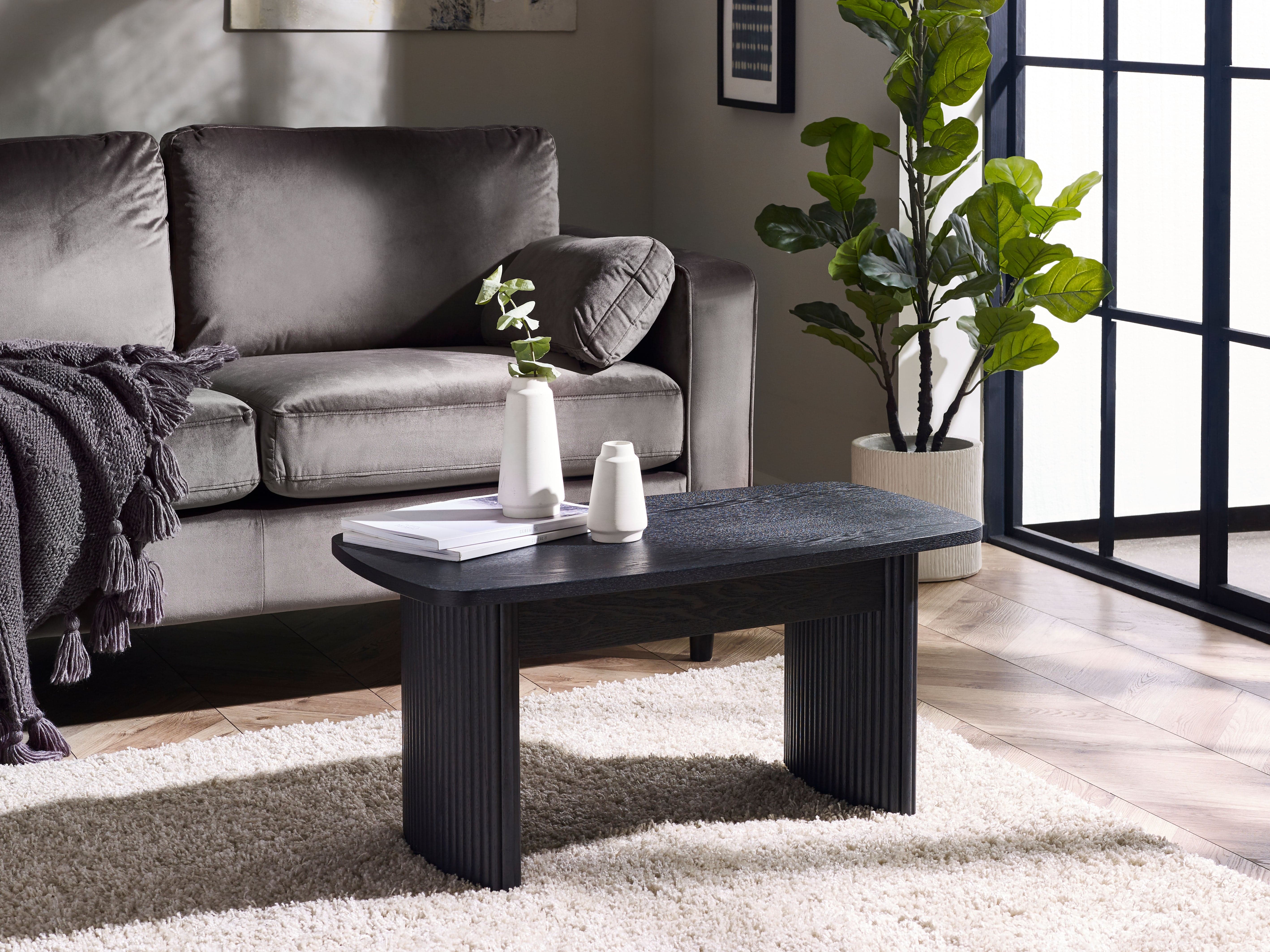 Louis Fluted Compact Coffee Table - Black – Julian Bowen, view 2