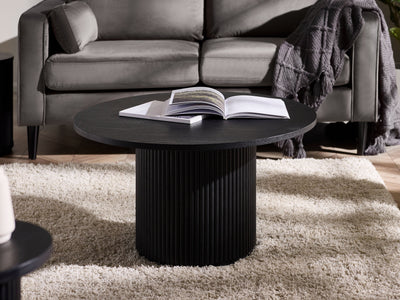 Louis Fluted Round Coffee Table - Black – Julian Bowen, view 2