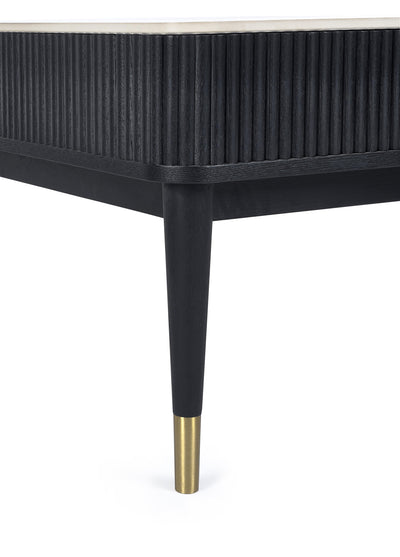 Louis Fluted Stone Top Coffee Table With 2 Drawers - Black – Julian Bowen, view 5