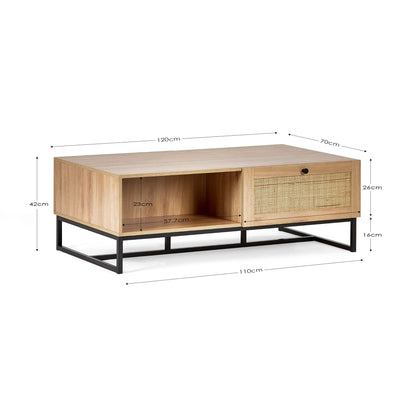 Padstow Coffee Table - Oak – Julian Bowen, view 4