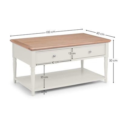 Provence 2 Drawer Coffee Table – Julian Bowen, view 4