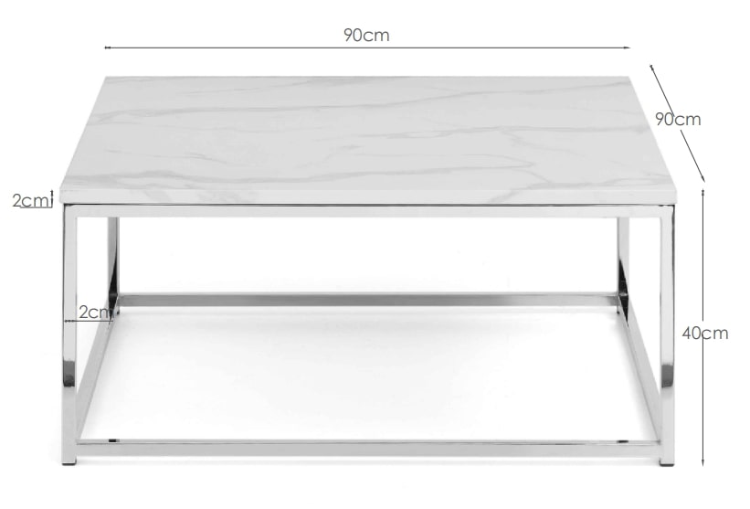Scala Marble Top Coffee Table - Chrome & White Marble – Julian Bowen, view 3