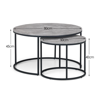 Staten Concrete Round Nesting Coffee Table – Julian Bowen, view 3