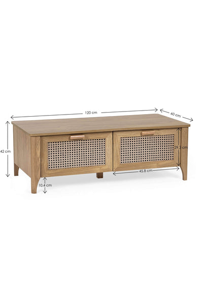 Sydney 2 Drawer Coffee Table - Rattan Effect – Julian Bowen, view 7