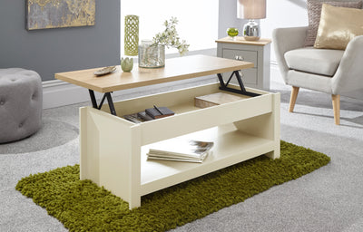 Lancaster Lift Up Coffee Table Cream – GFW, view 3