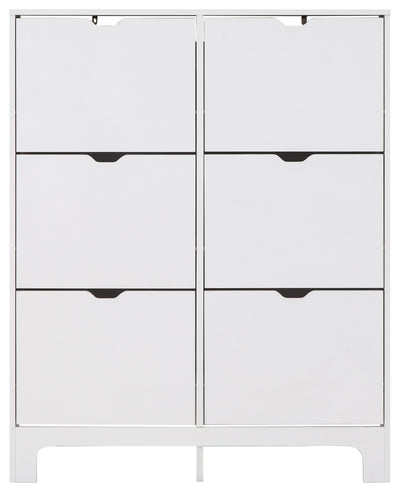 Narrow 6 Drawer Shoe Cabinet – White