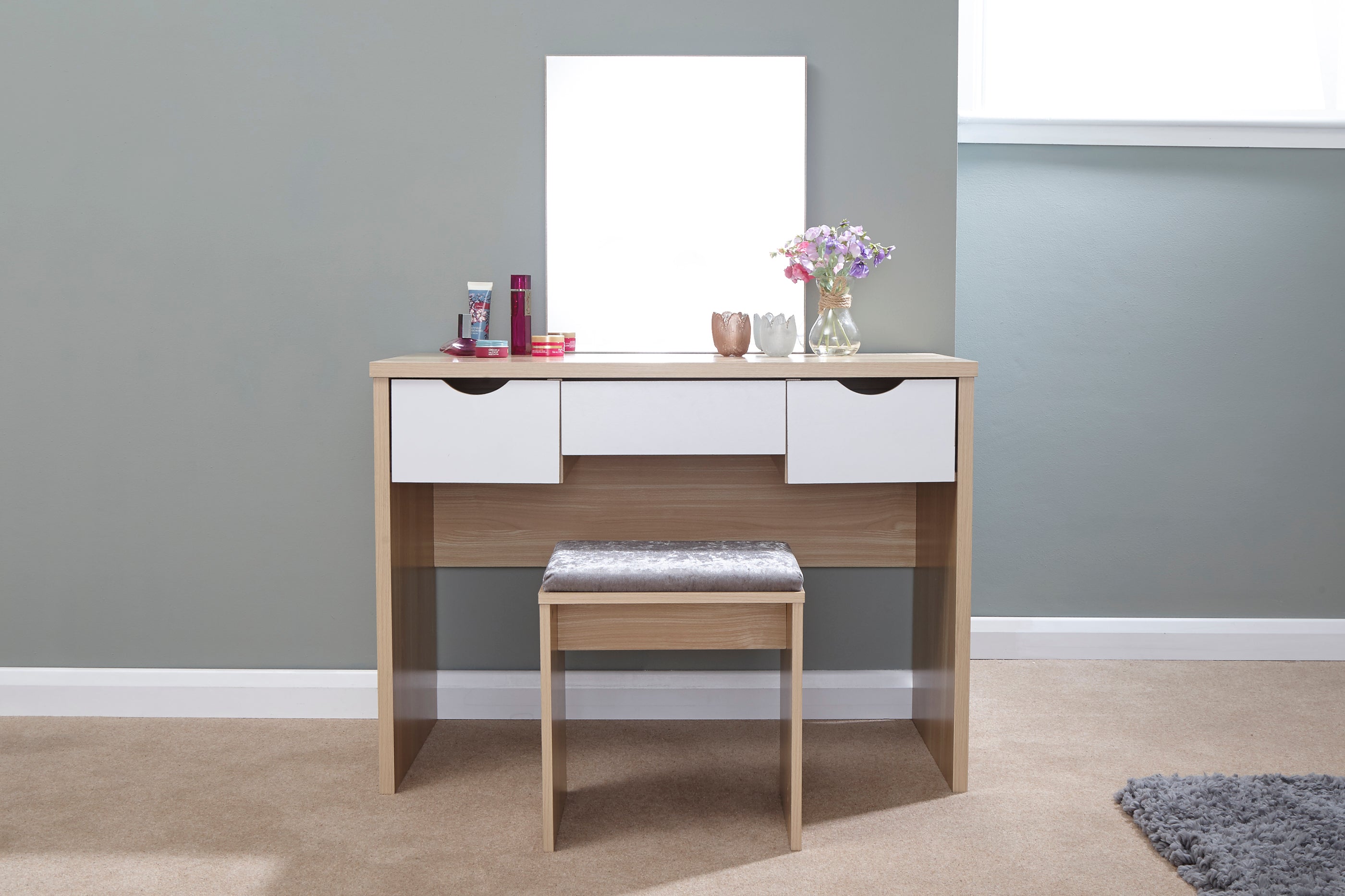 Elizabeth Dressing Table Set – Oak & White