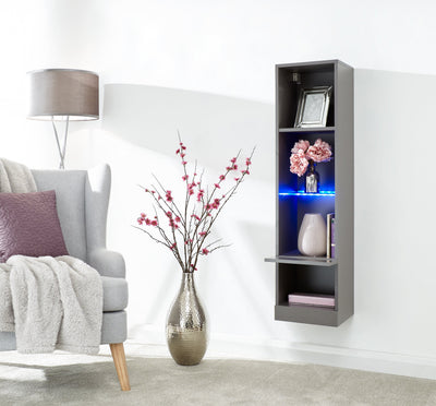 Galicia Tall Shelf Unit With Led Grey – GFW, view 3