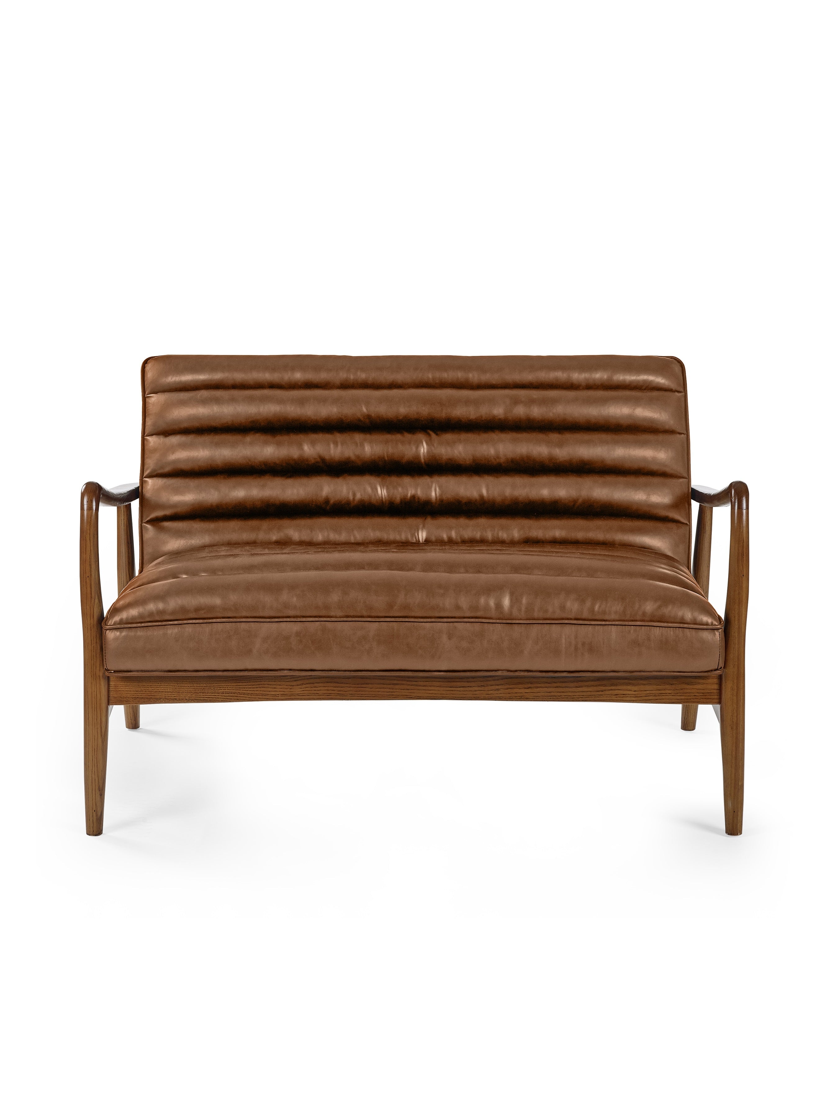 Marshall 2 Seater Sofa - Brown Faux Leather – Julian Bowen, view 2
