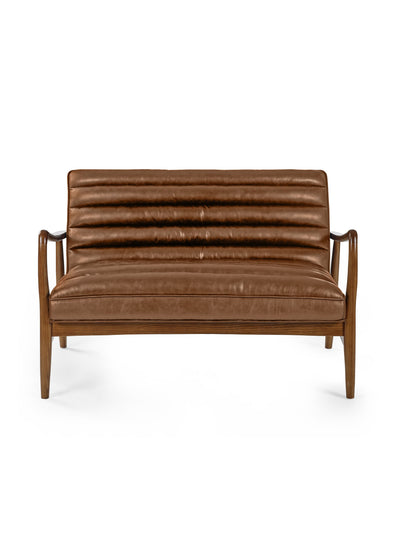 Marshall 2 Seater Sofa - Brown Faux Leather – Julian Bowen, view 2