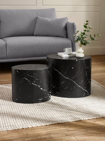 Toba Nest of 2 Black Marble Effect Tables – Julian Bowen, view 2