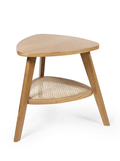 Vera Oak Triangular Side Table with Shelf – Julian Bowen