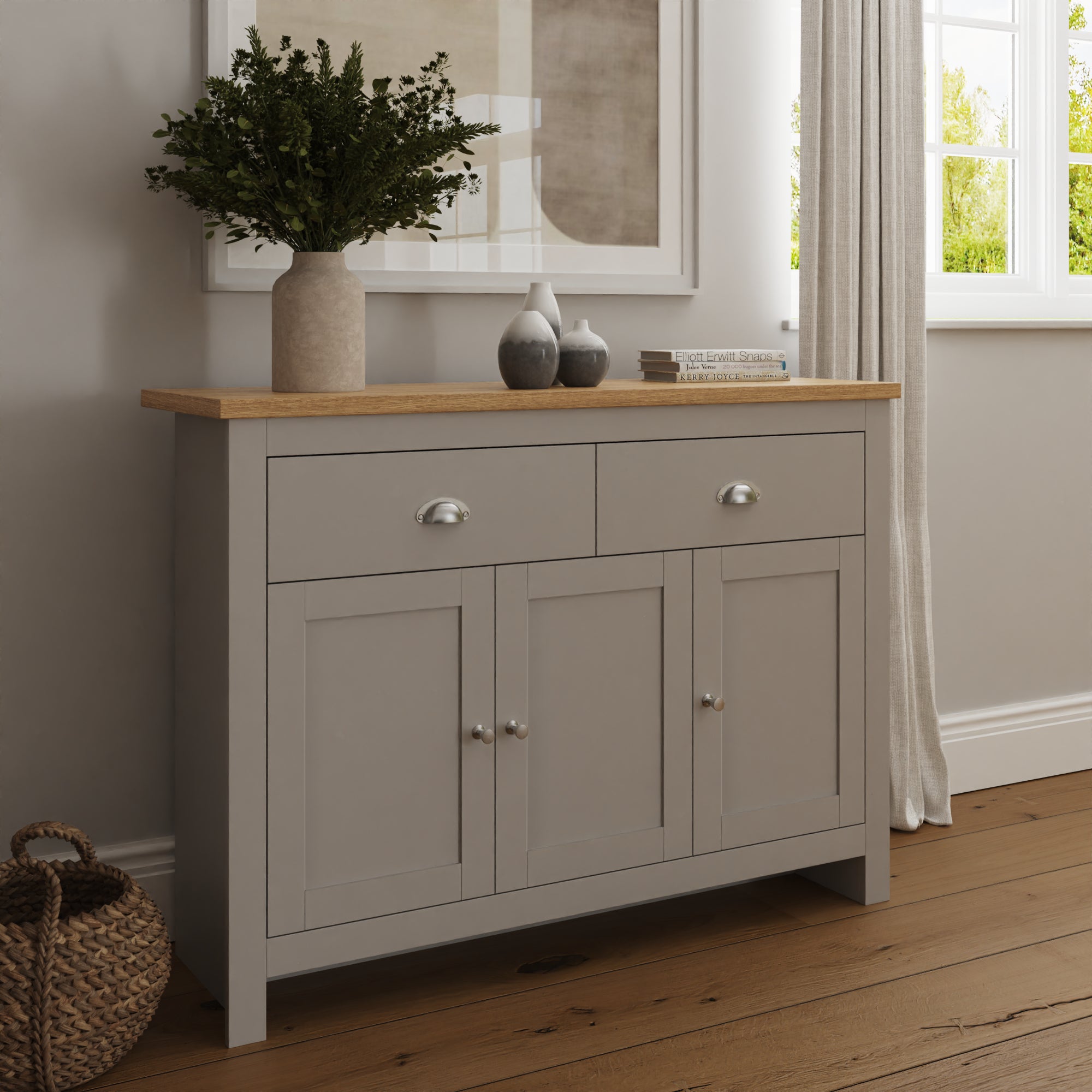 Lancaster Large Sideboard – Grey & Oak