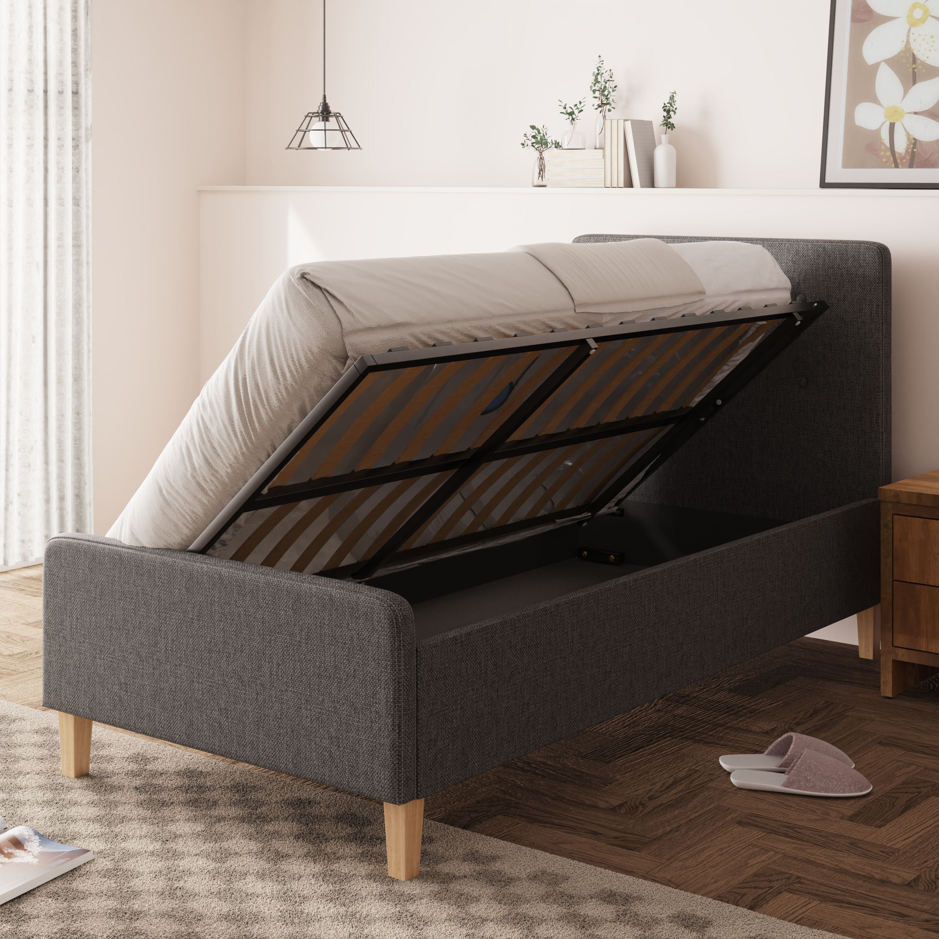Ashbourne Ottoman Bed Dark Grey – GFW, view 5