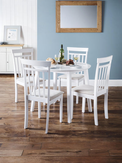 Coast White Dropleaf Table and 4 White Coast Chairs