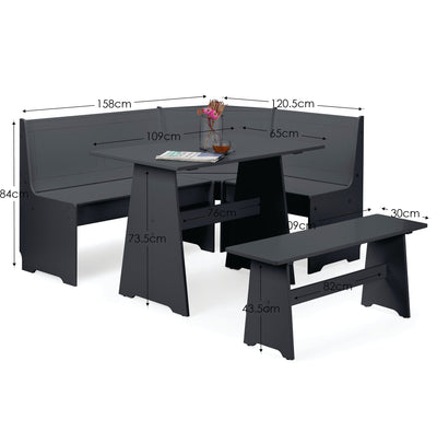 Newport Corner Dining Set With Storage Bench - Anthracite – Julian Bowen