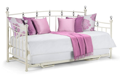 Julian Bowen Day Bed Single 90cm 3ft Sophie Daybed - Daybed - Stone White Satin Bed Kings