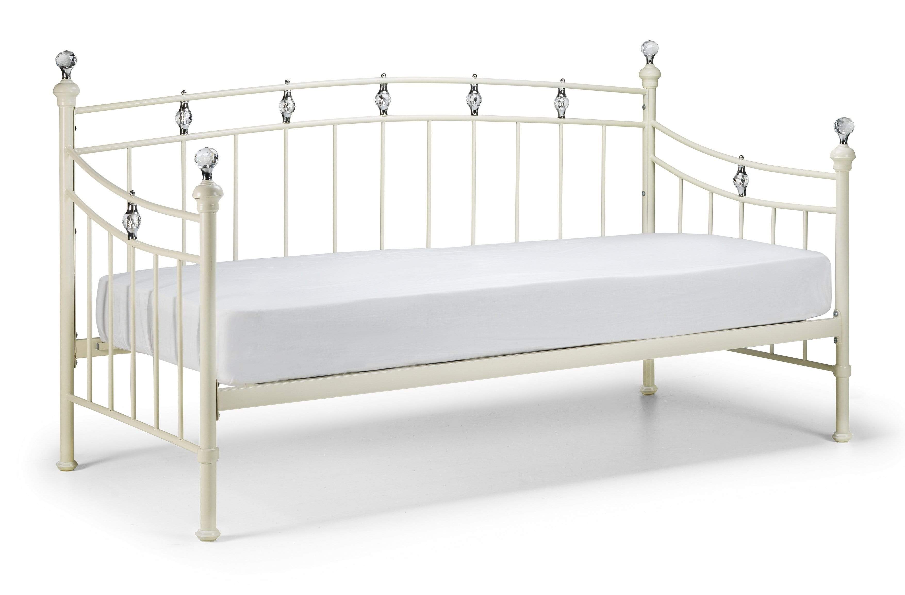 Julian Bowen Day Bed Single 90cm 3ft Sophie Daybed - Daybed - Stone White Satin Bed Kings