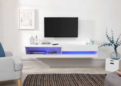 Galicia 180Cm Wall TV Unit With Led White – GFW, view 8
