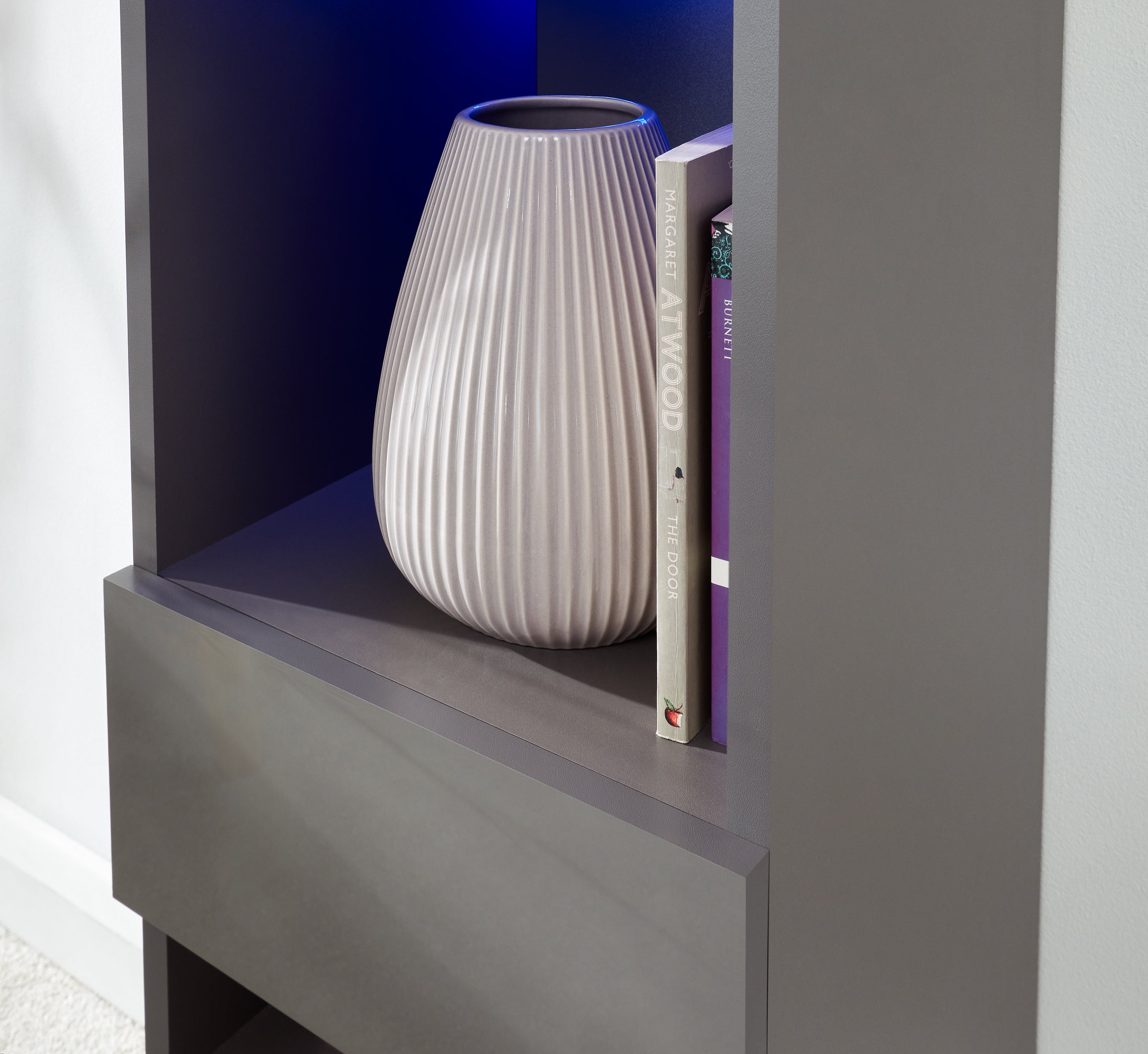 Galicia Tall Shelf Unit With Led Grey – GFW, view 6