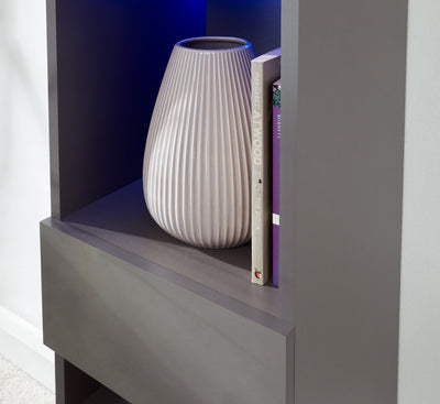 Galicia Tall Shelf Unit With Led Grey – GFW, view 6