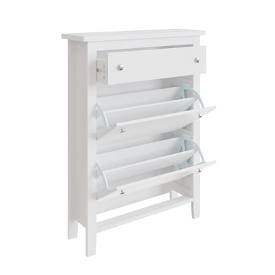 Deluxe Two Tier Shoe Cabinet – White