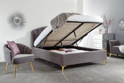 Pettine End Lift Ottoman Bed - Grey & Gold – GFW, view 3