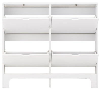 Narrow 4 Drawer Shoe Cabinet – White