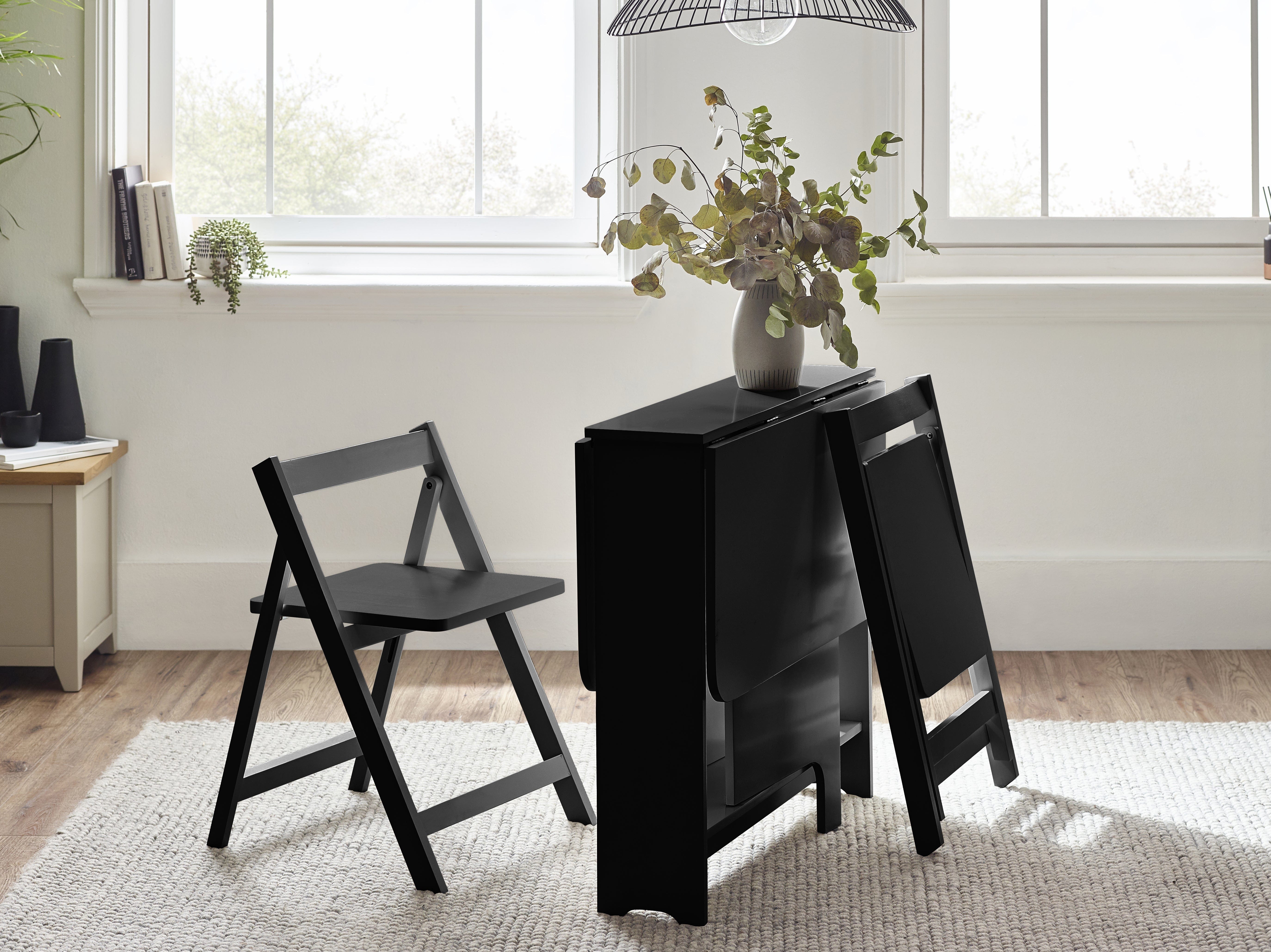 Gatan Small Gateleg Table With 2 Chairs - Black – Julian Bowen, view 3