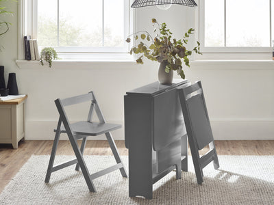 Gatan Small Gateleg Table With 2 Chairs - Grey – Julian Bowen, view 3