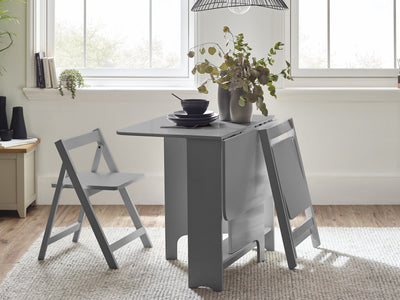 Gatan Small Gateleg Table With 2 Chairs - Grey – Julian Bowen, view 2
