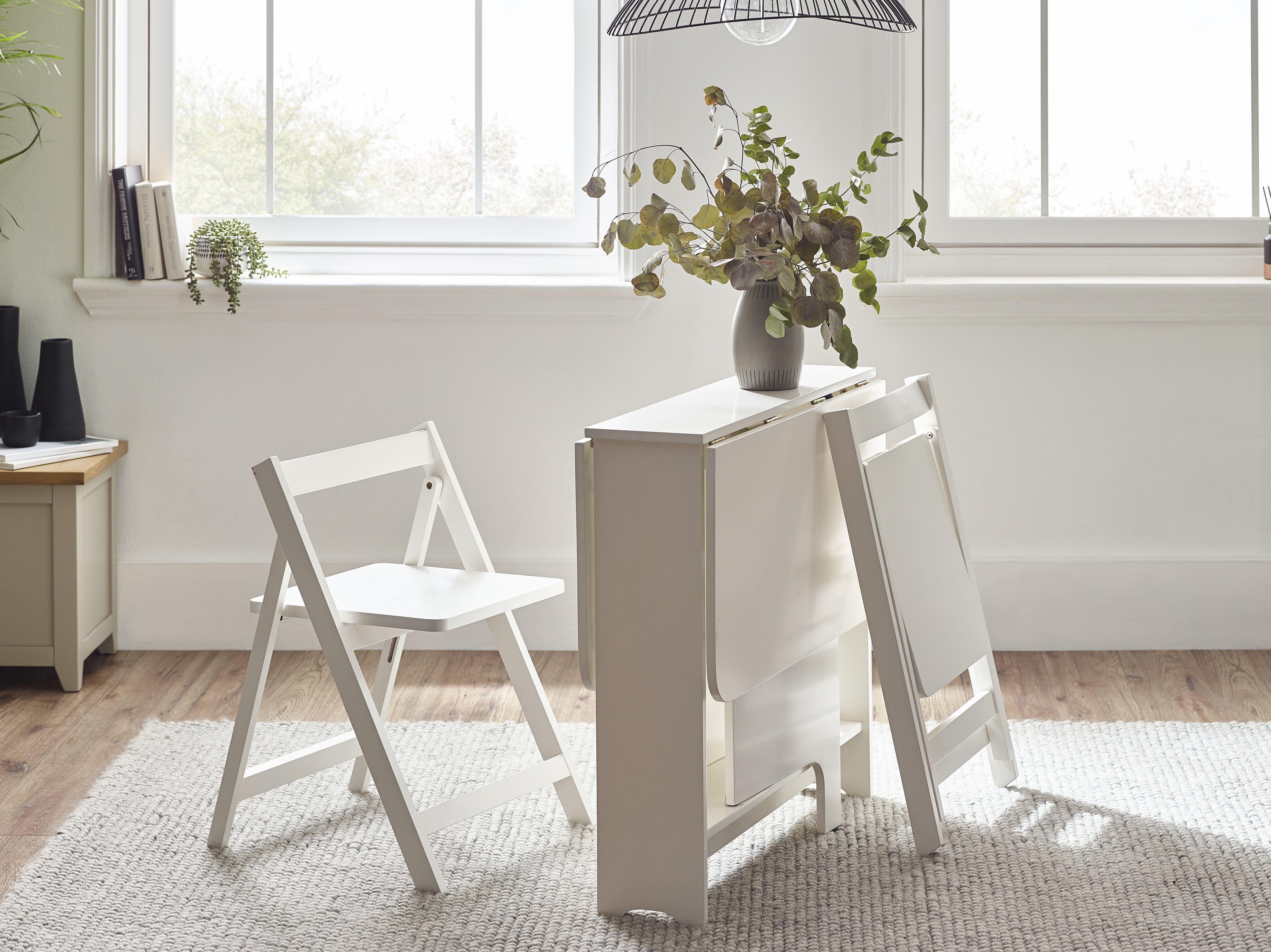 Gatan Small Gateleg Table With 2 Chairs - White – Julian Bowen, view 3