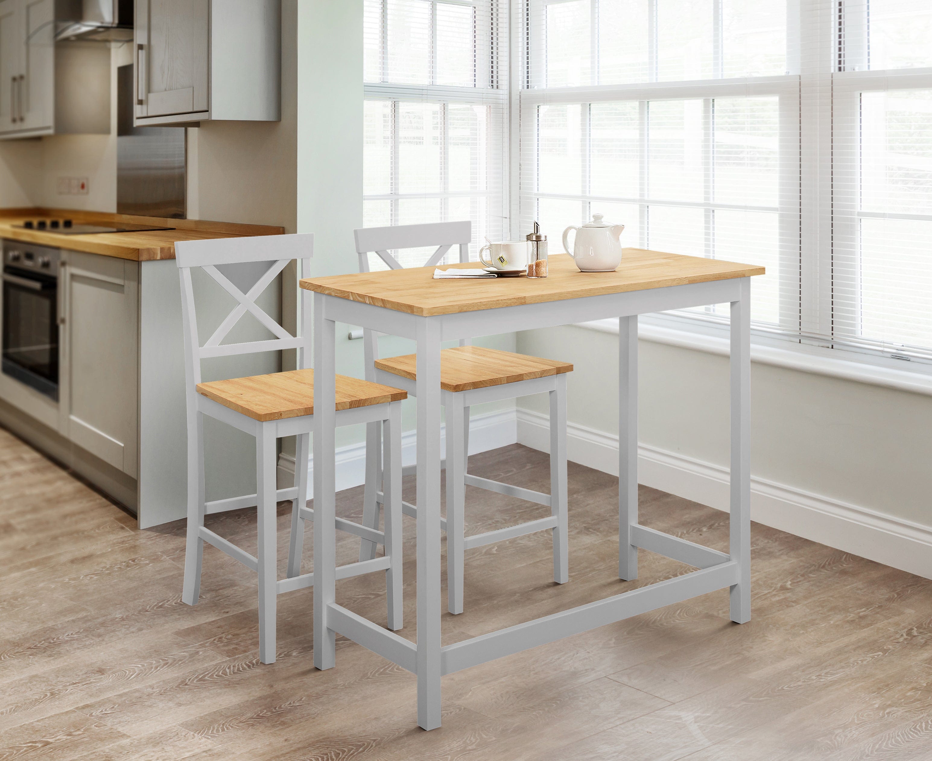 Marlow Bar Set - Elephant Grey & Oak – Julian Bowen, view 2