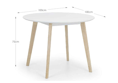 Casa Round Dining Table White/Oak – Julian Bowen, view 3