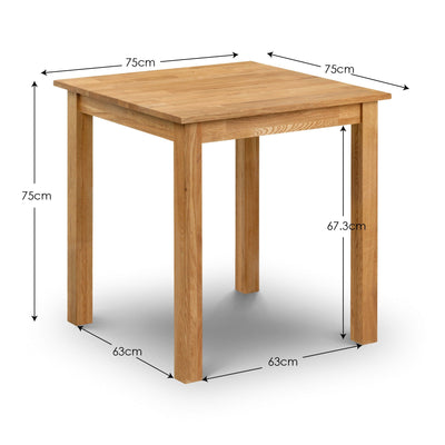 Coxmoor 75cm Square Dining Table - Oak – Julian Bowen, view 2