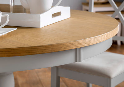 Davenport Oak/Elephant Grey Round Pedestal Table – Julian Bowen, view 2