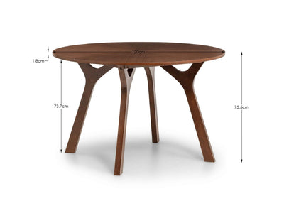 Huxley Round Table Walnut – Julian Bowen, view 2